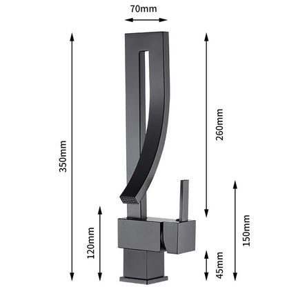 Elegant brass square basin faucet by MC THE BLACK DIAMOND for bathroom sink installation, showcasing a modern design.