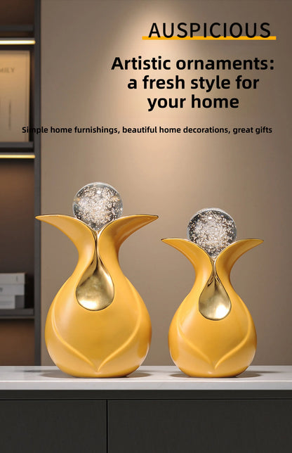 Modern Art Ceramic Ornaments Crystal Ball Feng Shui Home Decor Living Room Wine Cabinet TV Cabinet Office Decorative Figurines - 𝕄𝕮 𝕋𝕙𝕖 𝔹𝕝𝕒𝕔𝕜 𝔻𝕚𝕒𝕞𝕠𝕟𝕕