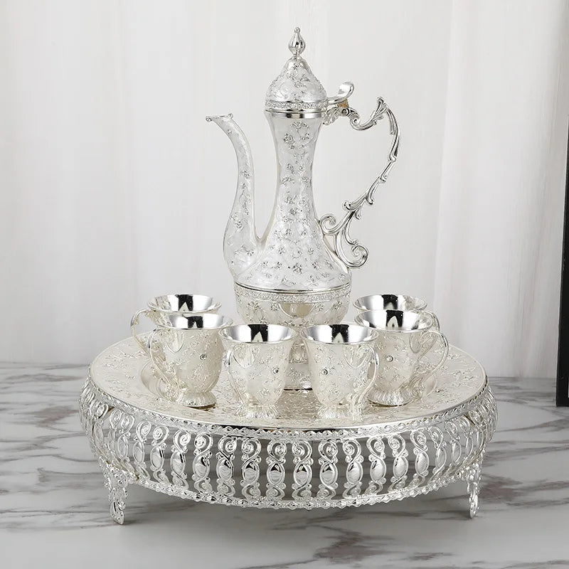 European wine set with metal wine jug and elegant wine glass, suitable as a stylish kitchen gift ornament by MC THE BLACK DIAMOND