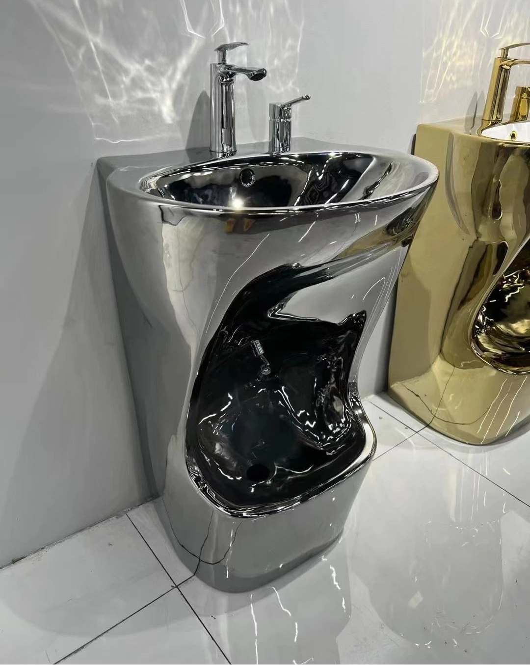 modern high-gloss veneer square ceramic foot basin export non-slip