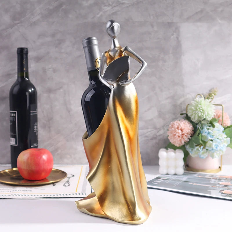 European style wine rack with girl bottle holder, decorative home decor piece for living room, by 𝕄𝕔 𝕋𝕙𝕖 𝔹𝕝𝕒𝕔𝕜 𝔻𝕚�