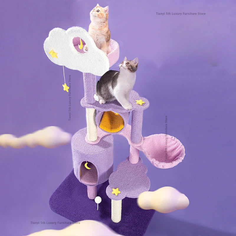 MC THE BLACK DIAMOND designer Denmark Cat Climbing Frame, a Nordic luxury space capsule tree with multiple condo houses for cats.