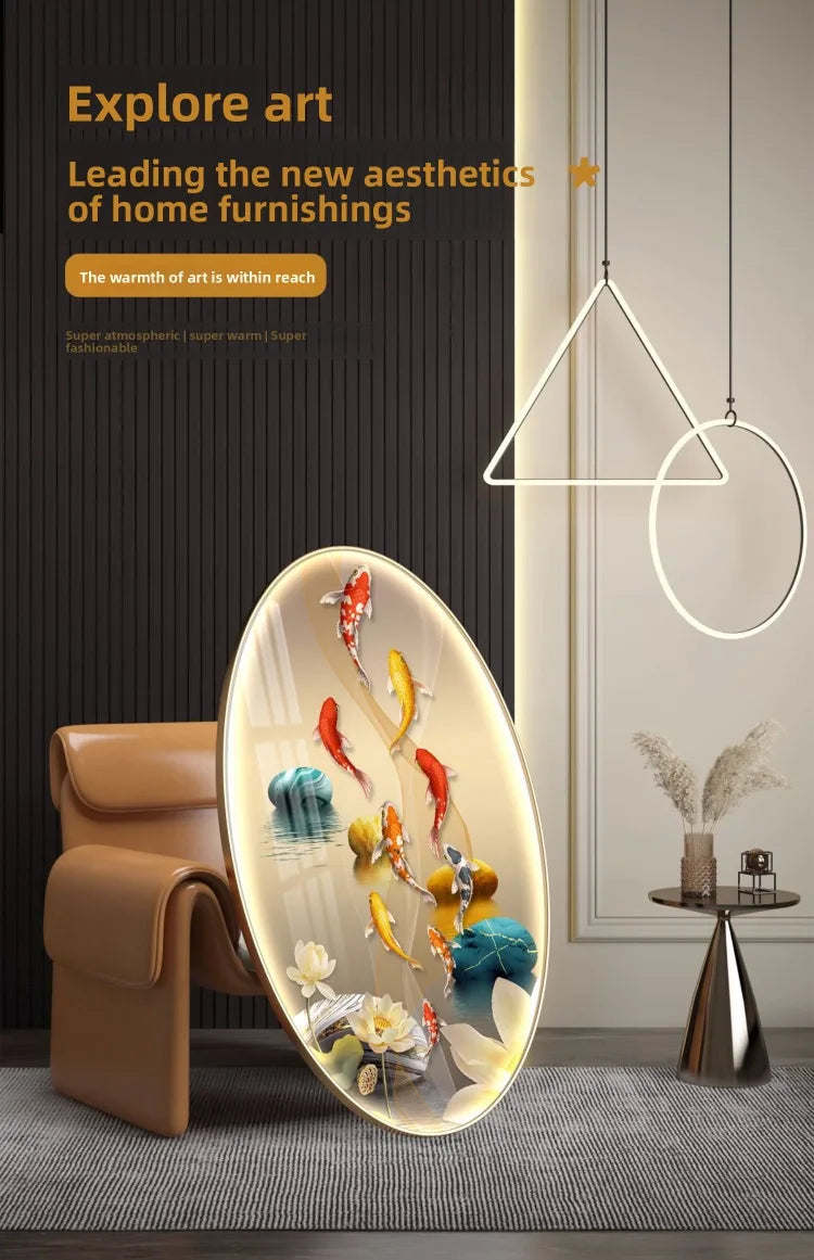Light Luxury Wall Art Nine Fish Picture Entrance Wall Decor Aesthetic High End Living Room Corridor Luminous LED Light Painting - 𝕄𝕮 𝕋𝕙𝕖 𝔹𝕝𝕒𝕔𝕜 𝔻𝕚𝕒𝕞𝕠𝕟𝕕