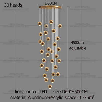 MC Modern LED Staircase Pendant Light Hanging Living Room