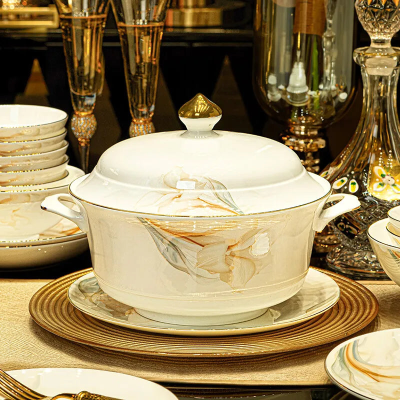 Jingdezhen high-end bowl and plate tableware set by 𝕄𝕔 𝕋𝕙𝕖 𝔹𝕝𝕒𝕔𝕜 𝔻𝕚𝕒𝕞�