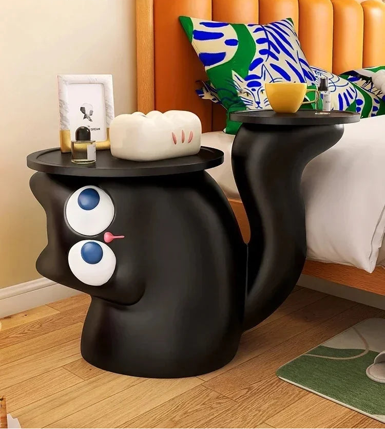 Creative Cute Cat Sofa Side Table Living Room Side Cabinet Floor-Standing Ornaments Black And White Simple Modern Resin Material - https://mohammadcollection.com