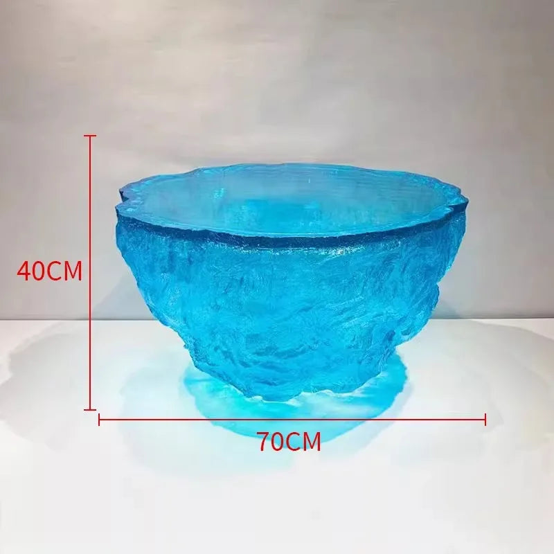 Creative transparent resin coffee table by MC THE BLACK DIAMOND, showcasing a sleek, modern design with a clear floor ornament feature.