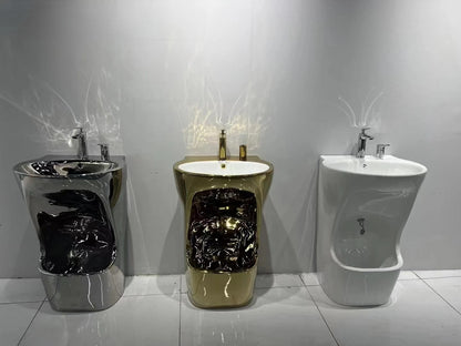 modern high-gloss veneer square ceramic foot basin export non-slip
