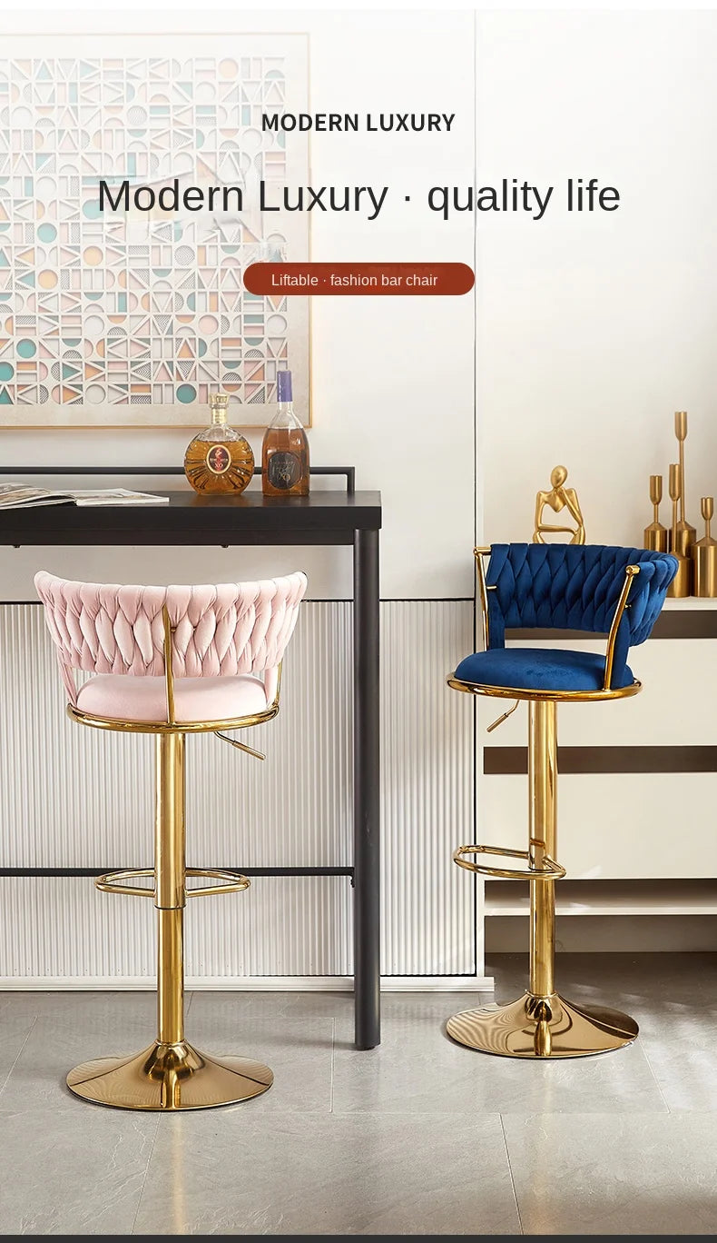 Rotating Lifting Bar Chair, High Foot Stool, Nordic Furniture, Backrest, Velvet Bar Stool, Bar Stools For Kitchen, Counter Stool - 𝕄𝕮 𝕋𝕙𝕖 𝔹𝕝𝕒𝕔𝕜 𝔻𝕚𝕒𝕞𝕠𝕟𝕕