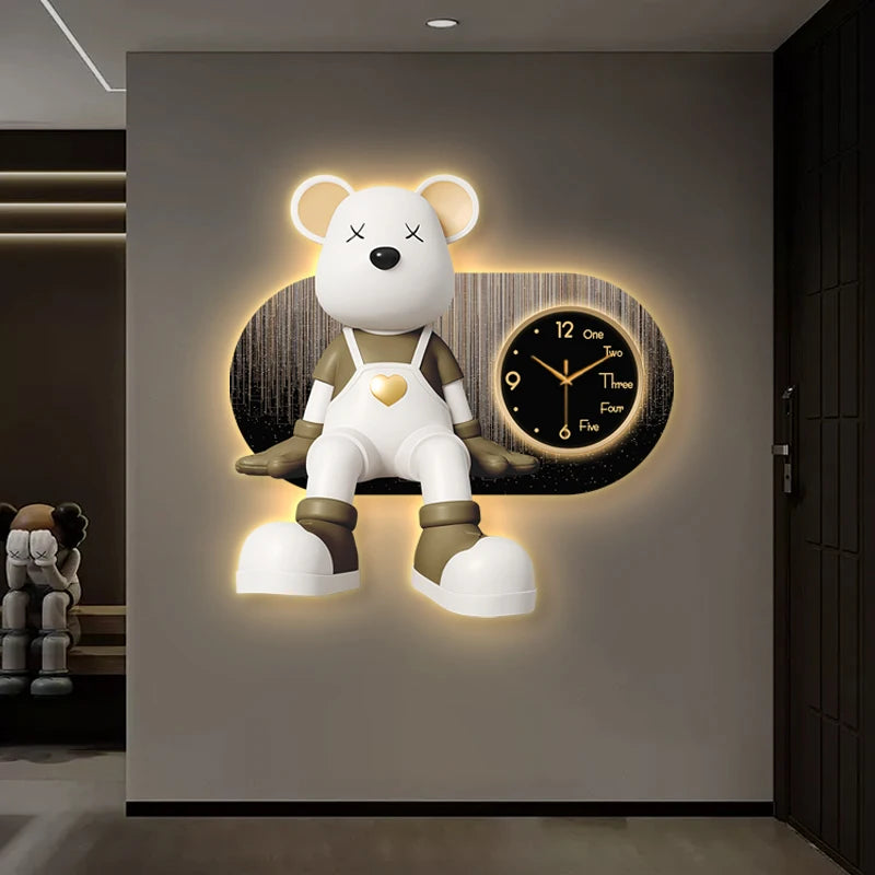 Creative Living Room Decoration Wall Clock Modern Design Cartoon Bear LED Clock Wall Painting Children Room Clock Luminous Mute - 𝕄𝕮 𝕋𝕙𝕖 𝔹𝕝𝕒𝕔𝕜 𝔻𝕚𝕒𝕞𝕠𝕟𝕕