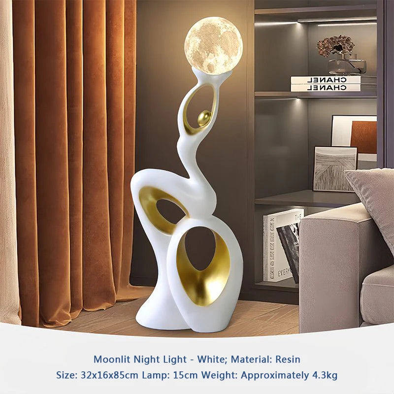 MC THE BLACK DIAMOND resin figurines depicting dancing animals and a moon lantern, perfect for living room home decor and ornament accents.