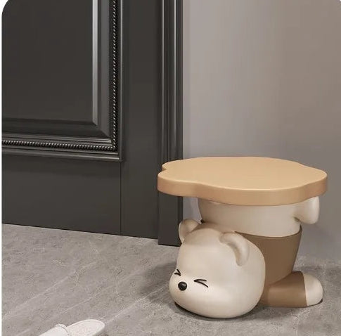 Cute bear can sit at the door of the shoe changing stool Cartoon household shoe cabinet Entry porch Wear shoe stool decorations - https://mohammadcollection.com