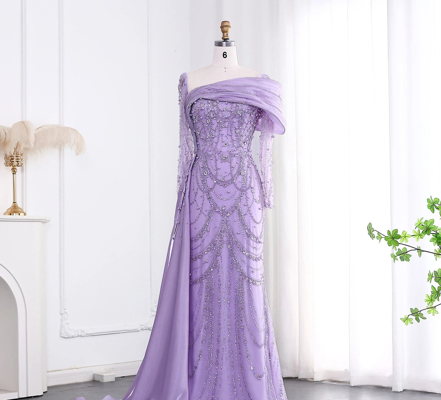 Elegant one-shoulder evening dress by MC THE BLACK DIAMOND, featuring a sleek silhouette and sophisticated design.