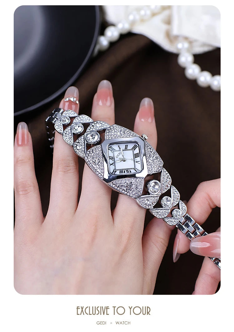 2025 New Women Watch Light Luxury Brand Diamond Inlaid Bracelet Watches Waterproof Ladies Fashion Quartz Clock Wristwatch Gift - https://mohammadcollection.com