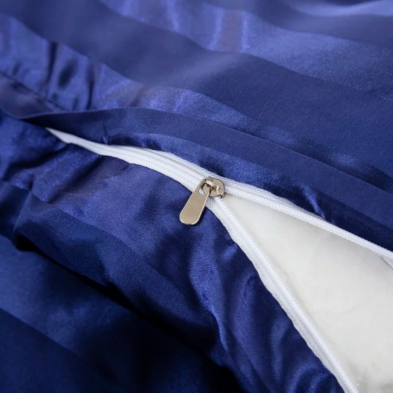 Luxury ivory white satin striped duvet cover set by 𝕄𝕔 𝕋𝕙𝕖 𝔹𝕝𝕒𝕔𝕜 𝔻𝕚𝕒𝕞𝕠�