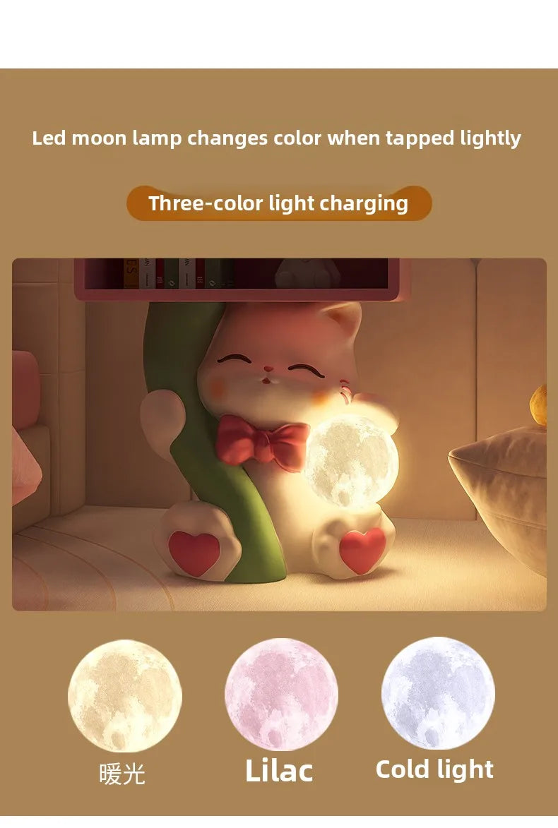 Cartoon Cute Cat Figurine Bedside Table Girl Children&