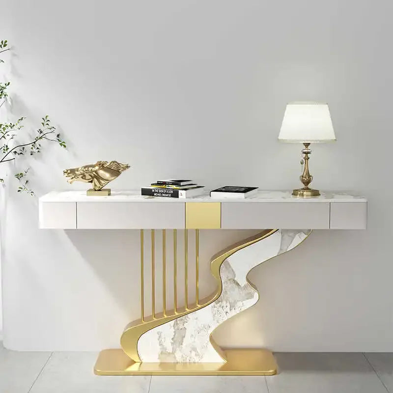Modern MC Black Diamond metal console table with sleek midcentury design, featuring a minimalist metal frame and smooth tabletop.