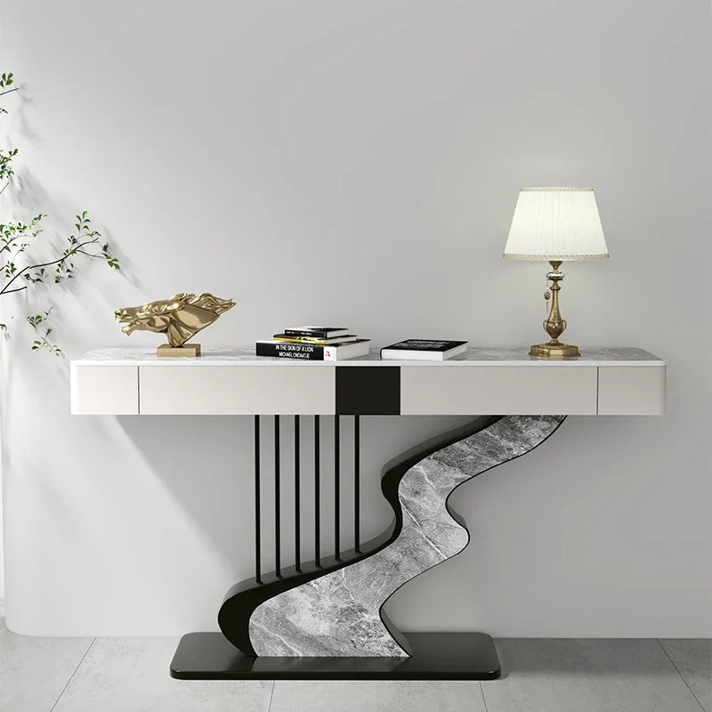 Modern MC THE BLACK DIAMOND midcentury metal console table with sleek design and sturdy metal frame.