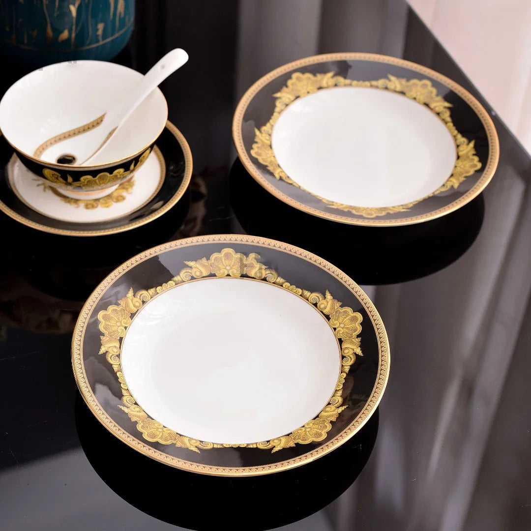 Ceramic kitchen accessories set with 58 pieces including cookware, dishes, and cutlery from 𝕄𝕔 𝕋𝕙𝕖 𝔹𝕝𝕒𝕔𝕜 𝔻𝕚�