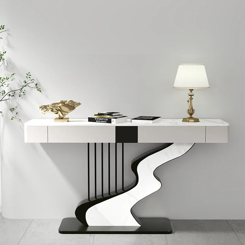 Modern MC THE BLACK DIAMOND midcentury metal console table with sleek design and sturdy frame, ideal for entryways or living rooms.