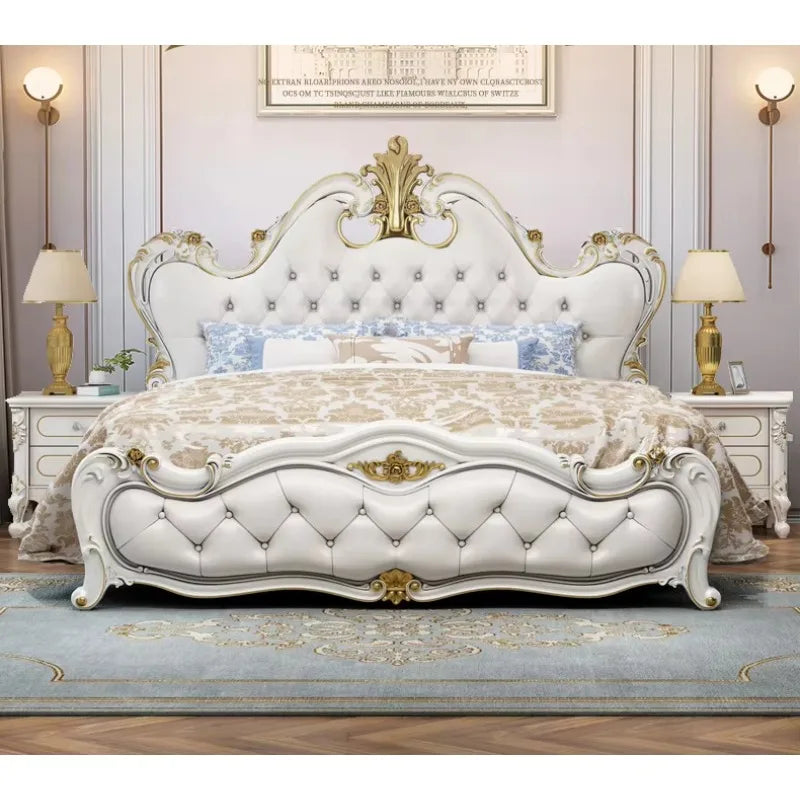 Modern French style solid wood king size platform bedroom set by MC THE BLACK DIAMOND featuring a luxurious bed frame