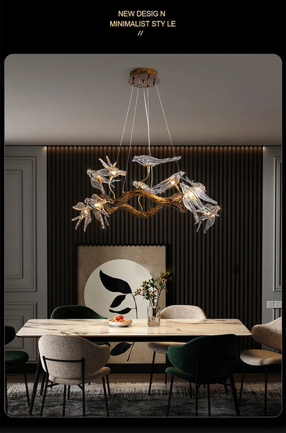 Vintage Round Bird Ceiling Chandelier Swallow