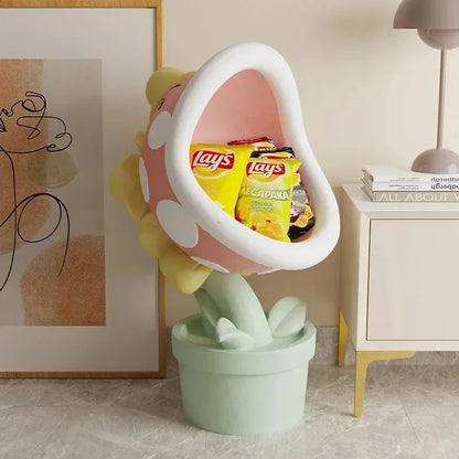 Home Decor Sofa Side Table Big Mouth Flower Large Floor Storage Snacks Ornament Bedroom Decoration Nightstand Furniture Shipping - https://mohammadcollection.com