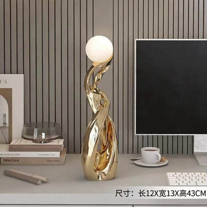 Home Decor Statue Abstract Art Ornaments Nordic Living Room Large Floor Luminous Sculpture Housewarming Gift Interior Figurines - https://mohammadcollection.com