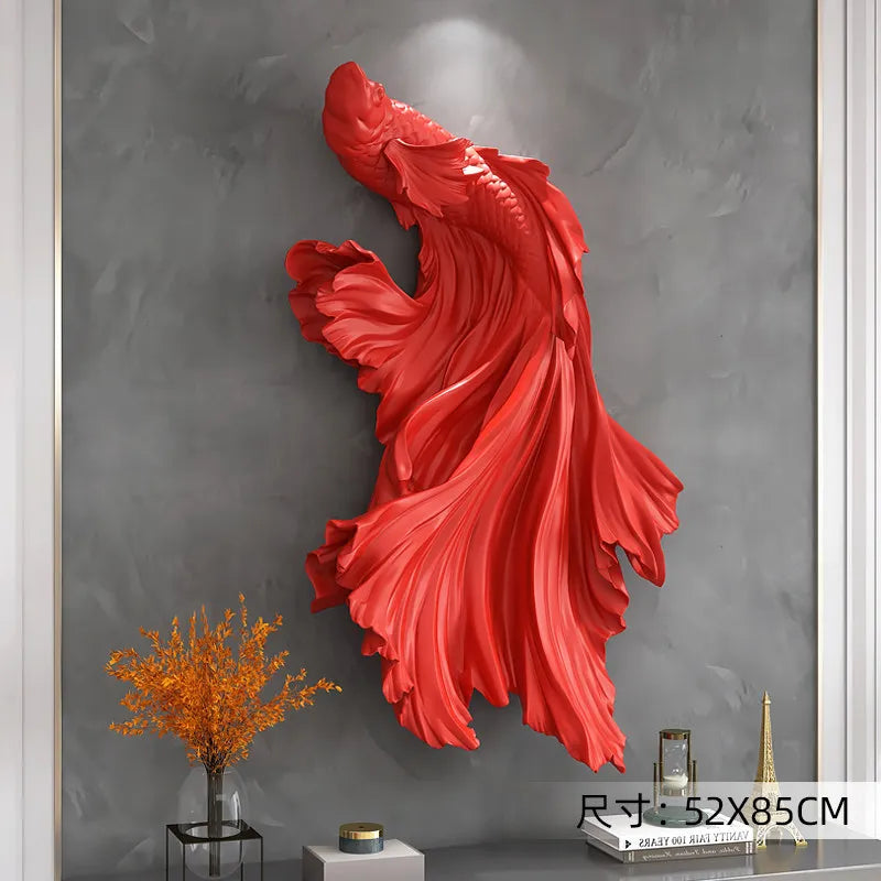 Nordic Home Wall Decor 85cm Fighting Fish Statue Sculpture Feng Shui Decoration Modern Living Room Porch 3D Wall Art Decoration - 𝕄𝕮 𝕋𝕙𝕖 𝔹𝕝𝕒𝕔𝕜 𝔻𝕚𝕒𝕞𝕠𝕟𝕕