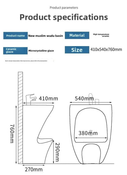 Wudu Basin Ceramic Wall Mounted Basin Floor Standing Footbath  Muslim Wudu Foot Wash Basin - 𝕄𝕮 𝕋𝕙𝕖 𝔹𝕝𝕒𝕔𝕜 𝔻𝕚𝕒𝕞𝕠𝕟𝕕