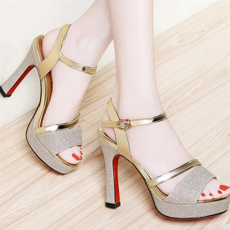 MC THE BLACK DIAMOND luxury women's peep toe high heels, 11.5cm fish mouth sandals with stylish high-quality design