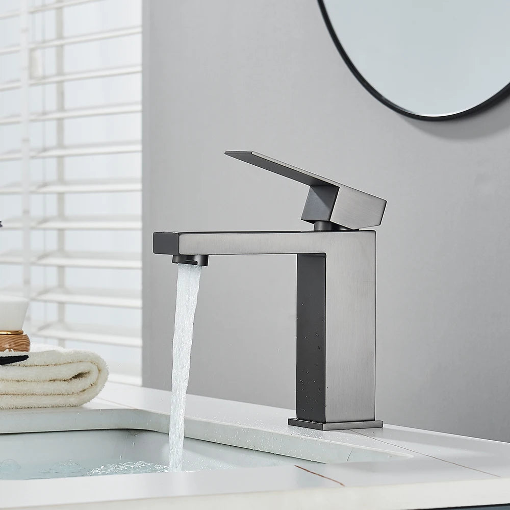 Matte Black Bathroom Basin Faucet Stainless Steel Cold Hot Mixer Deck Mounted Sink Mixer Tap Bathroom Crane Waterfall Tapware - https://mohammadcollection.com
