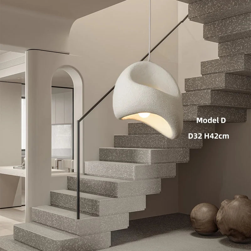 Nordic Villa Stairs Wabi Sabi MC THE BLACK DIAMOND E27 LED Pendant Light with rustic ceramic finish and warm glow.