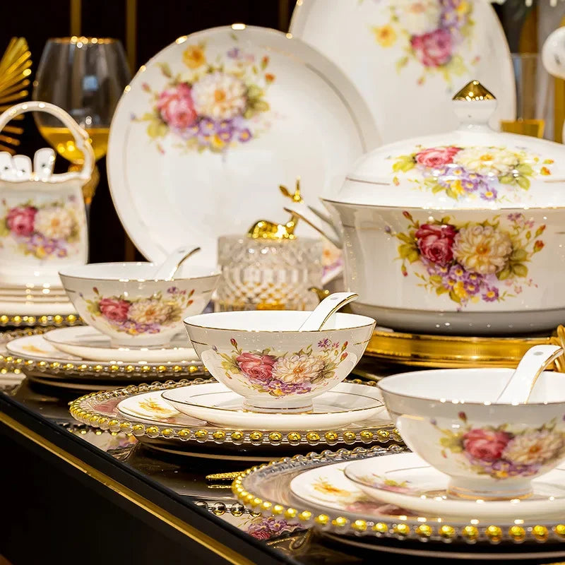 Set of 60-piece European style dinnerware by 𝕄𝕔 𝕋𝕙𝕖 𝔹𝕝𝕒𝕔𝕜 𝔻𝕚𝕒𝕞𝕠�