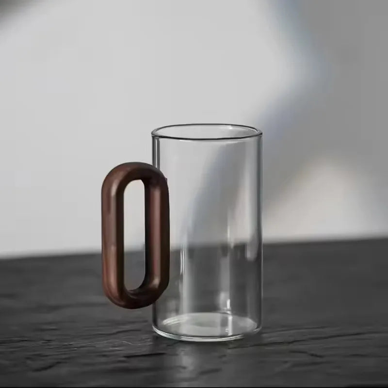 Glass mug with wooden handle from 𝕄𝕔 𝕋𝕙𝕖 𝔹𝕝𝕒𝕔𝕜 𝔻𝕚𝕒𝕞𝕠𝕟�