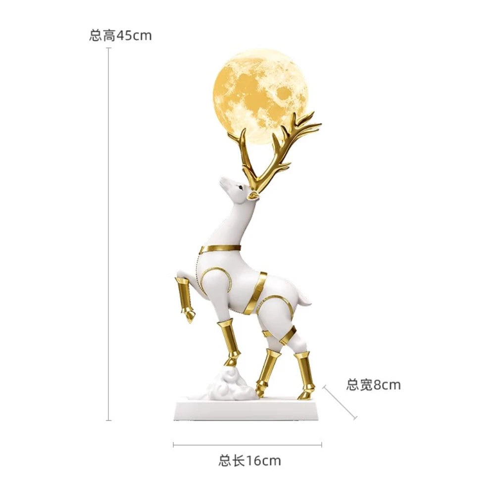 Nordic Luxury Decor Lucky Deer Figurine Living Room Office Desk Decoration Bedroom Night Light Modern Home Art Accessories Gifts - 𝕄𝕮 𝕋𝕙𝕖 𝔹𝕝𝕒𝕔𝕜 𝔻𝕚𝕒𝕞𝕠𝕟𝕕
