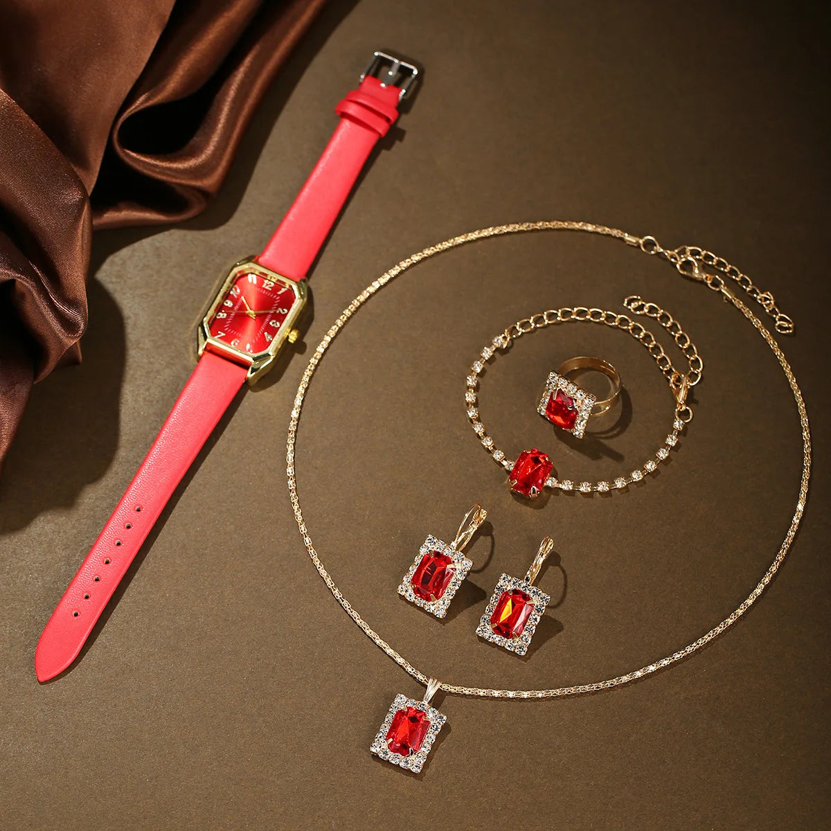 Luxury fashion square women's watch from Mohammad Collection, featuring a sleek jewelry design with a stylish strap and elegant face.