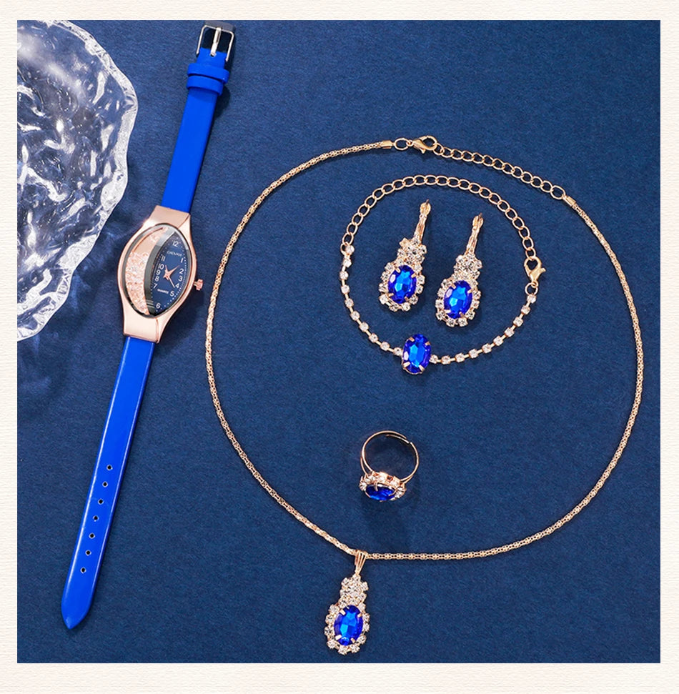 Six women's fashion quartz watches with black dial and stylish straps, part of 𝕄𝕔 𝕋𝕙𝕖 𝔹𝕝𝕒𝕔𝕜 𝔻𝕚𝕒𝕞