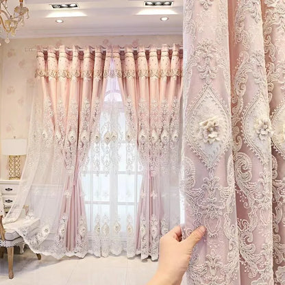 1PC Curtains,Luxury vintage-style embroidered curtains with 3D relief patterns, dual-layer design for privacy and light control - https://mohammadcollection.com