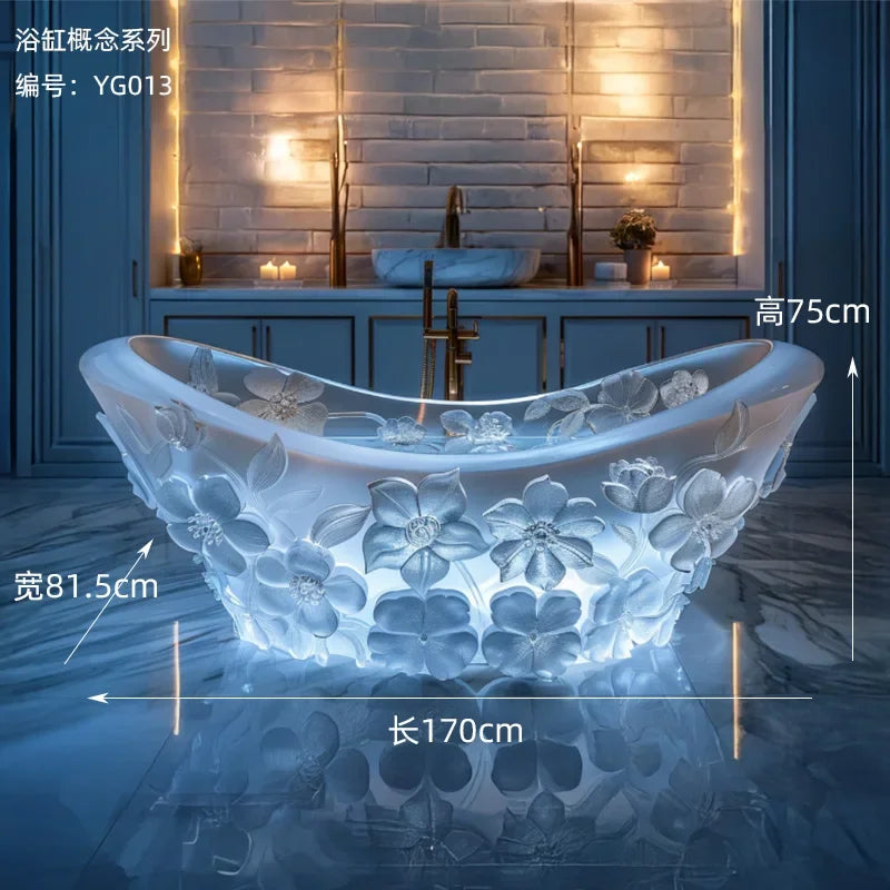 Y Transparent bathtub AI concept couple freestanding crystal corrugated resin bathtub - https://mohammadcollection.com
