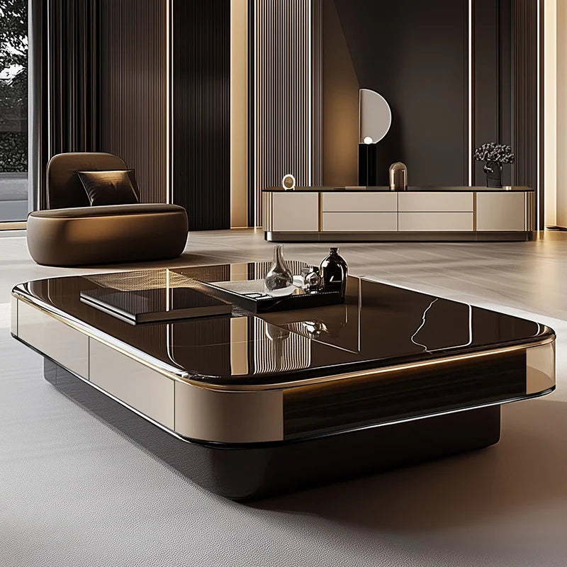 Modern minimalist black glass table with slate microcrystalline stone surface by 𝕄𝕔 𝕋𝕙𝕖 𝔹𝕝𝕒𝕔𝕜 𝔻𝕚𝕒𝕞�