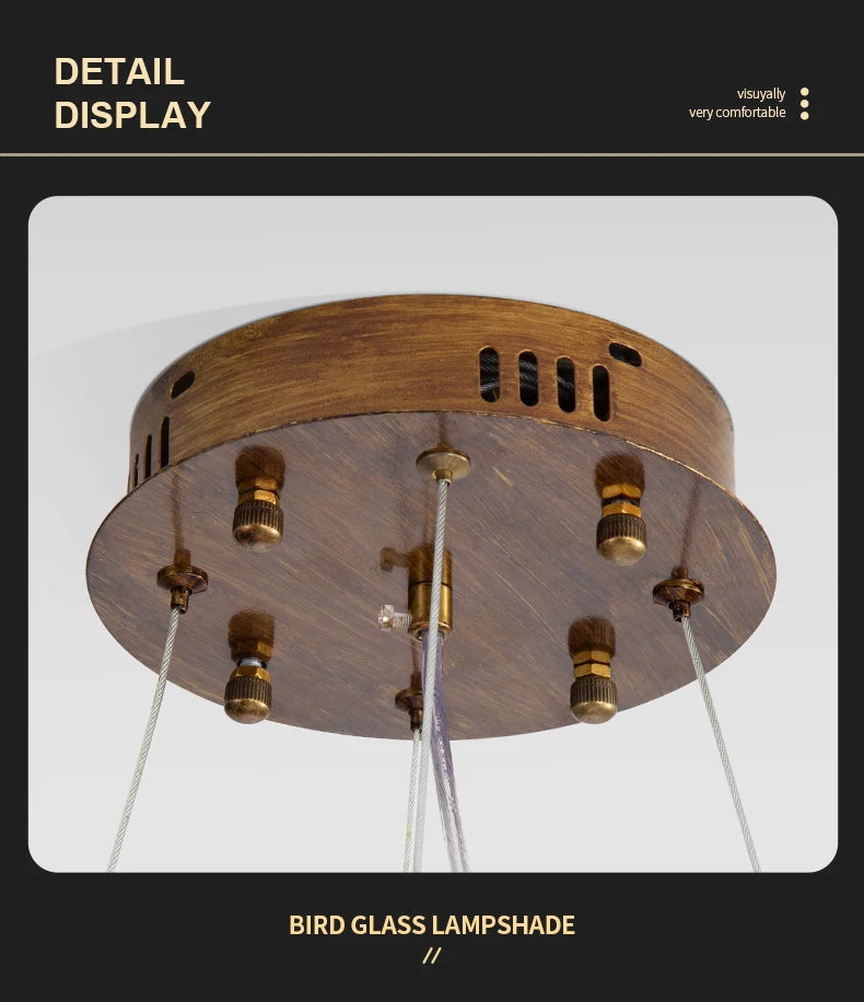 Vintage Round Bird Ceiling Chandelier Swallow