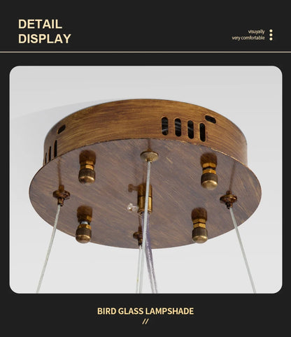 Vintage Round Bird Ceiling Chandelier Swallow