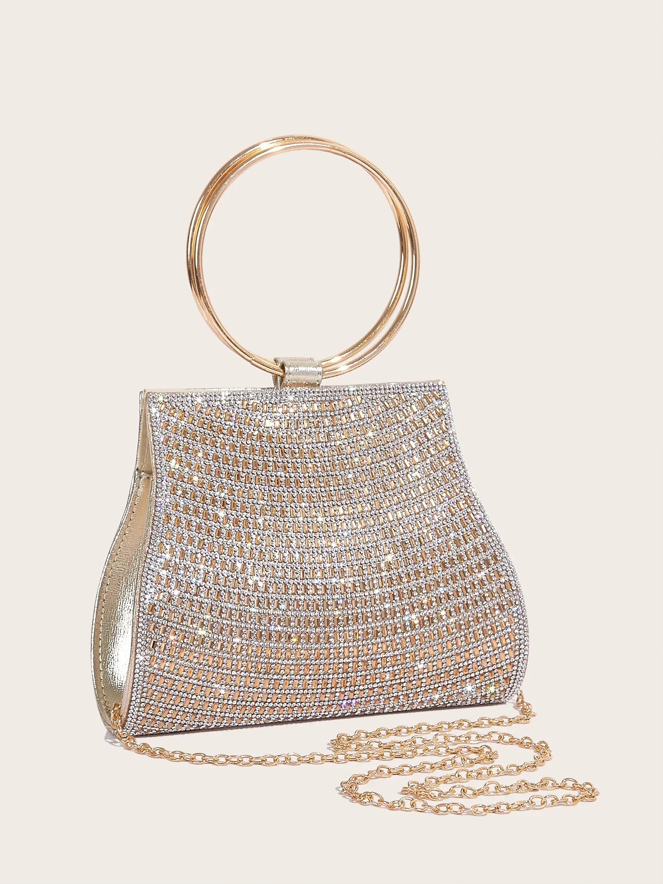 Women's MC THE BLACK DIAMOND rhinestone evening clutch bag with sparkling stones and elegant design for parties and weddings.