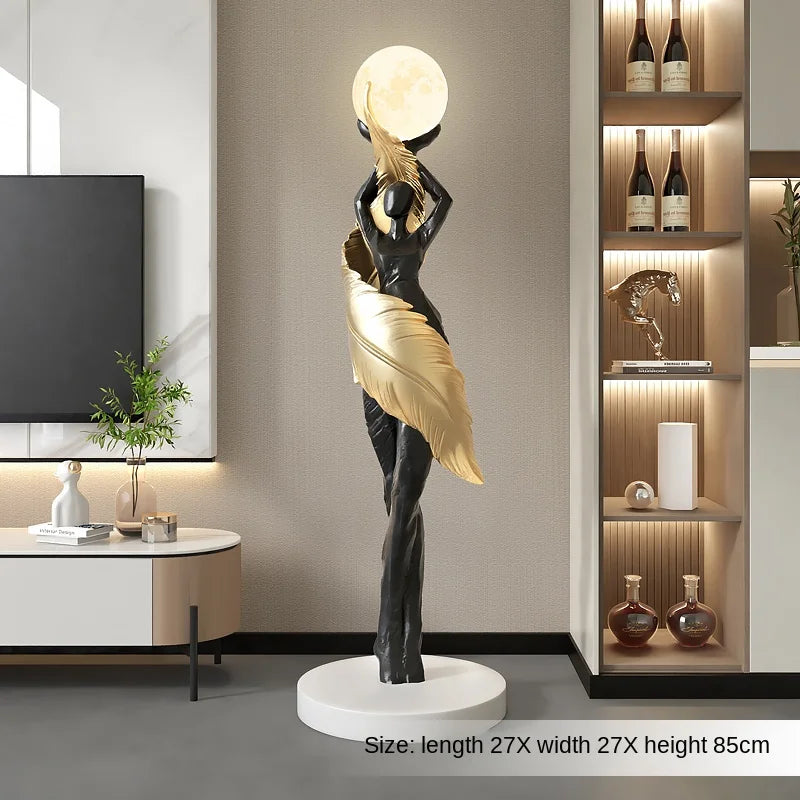 Modern HomeDecor Abstract Feather Girl Art Sculpture Ornament Large Size Figure Statue Living Room Floor Decor Resin Crafts Gift - https://mohammadcollection.com