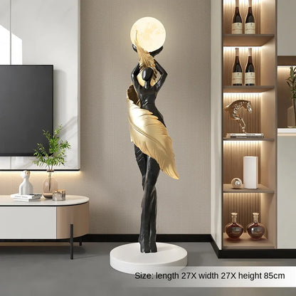 Modern HomeDecor Abstract Feather Girl Art Sculpture Ornament Large Size Figure Statue Living Room Floor Decor Resin Crafts Gift - https://mohammadcollection.com
