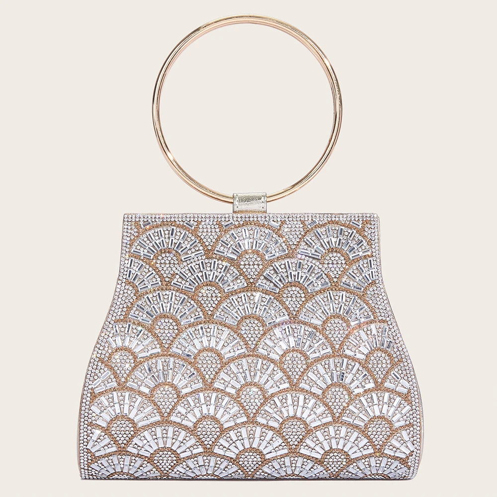 Women's MC THE BLACK DIAMOND rhinestone evening handbag with diamond accents, stylish hand bag for formal occasions.