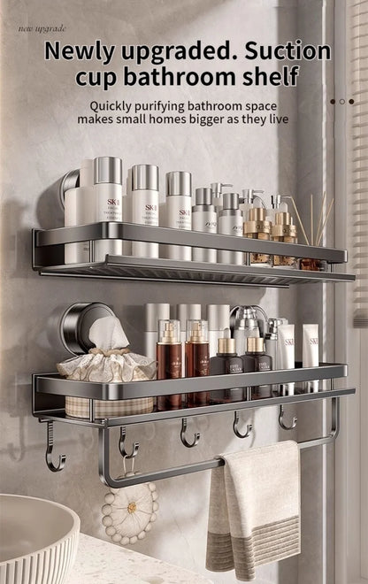 Non-Drill Bathroom Suction Cup Shelves for Washbasin and Vanity Storage - https://mohammadcollection.com