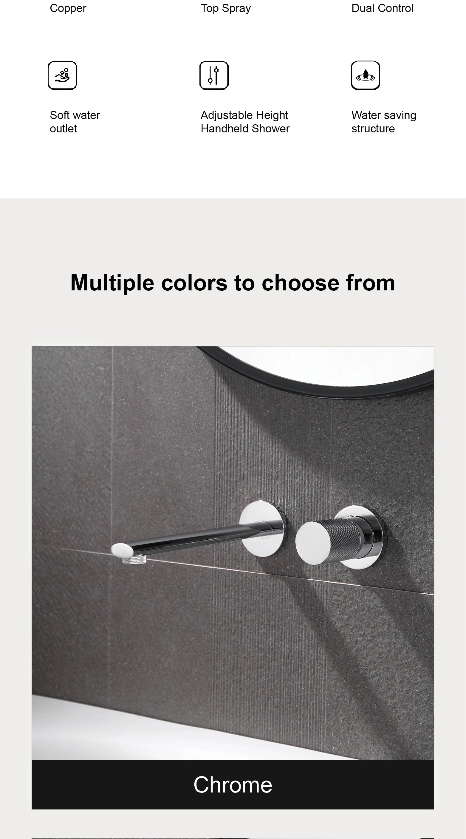 Luxruy rose gold brass wall-embedded bathroom bath sink faucet by MC THE BLACK DIAMOND, sleek modern design for stylish bathrooms.
