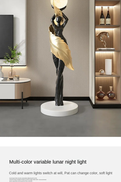 Modern HomeDecor Abstract Feather Girl Art Sculpture Ornament Large Size Figure Statue Living Room Floor Decor Resin Crafts Gift - https://mohammadcollection.com
